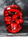 Hexenshop Dark Phönix Totenkopfkerze Rot und Schwarz Groß